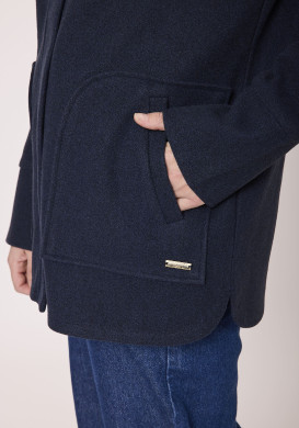 Manteau femme court à capuche bleu marine Manteau femme court à capuche bleu marine