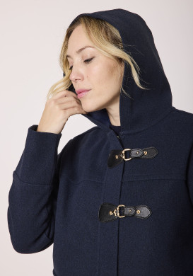 Manteau femme court à capuche bleu marine Manteau femme court à capuche bleu marine