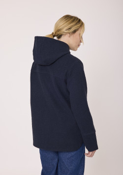 Manteau femme court à capuche bleu marine