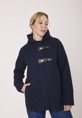 Manteau femme court à capuche bleu marine Manteau femme court à capuche bleu marine