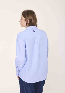 Chemise femme coupe ample 100% coton bleu - EOM Chemise femme coupe ample 100% coton bleu - EOM