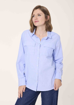 Chemise femme coupe ample 100% coton bleu - EOM