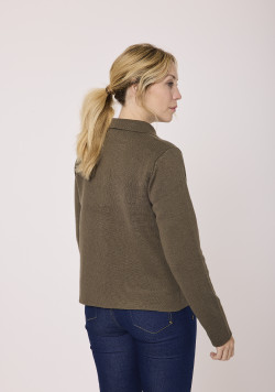 Gilet boutonné kaki femme