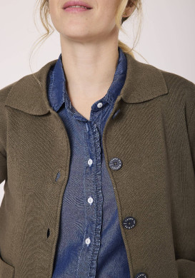 Gilet boutonné kaki femme Gilet boutonné kaki femme