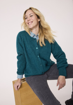 Gilet femme tricot fantaisie vert