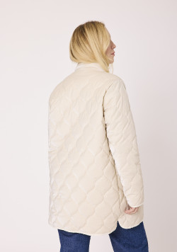 Doudoune longue matelassée et doublée polaire Beige Femme