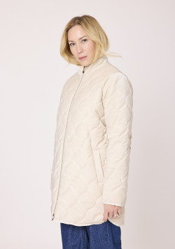 Doudoune longue matelassée et doublée polaire Beige Femme
