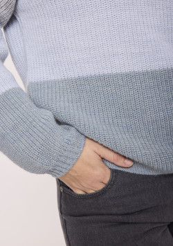 Pull femme col V multicolore