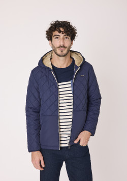 Doudoune doublée à capuche Bleu marine Homme