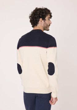 Pull beige et bleu marine 100% coton Homme