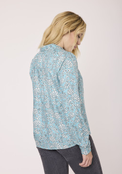 Chemise femme manches longues 100% viscose imprimé bleu clair