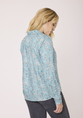Chemise femme manches longues 100% viscose imprimé bleu clair
