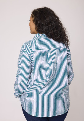 Chemise manches longues 100% coton Rayée Vert Femme Chemise manches longues 100% coton Rayée Vert Femme