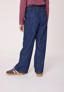 Jean coupe large fille 100% coton denim brut