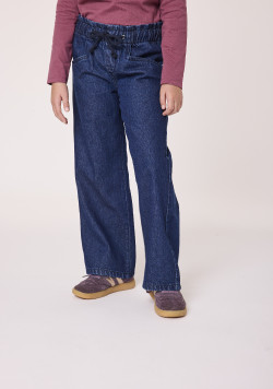 Jean coupe large fille 100% coton denim brut