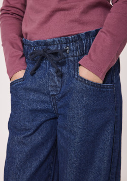 Jean coupe large fille 100% coton denim brut