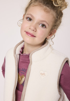 Veste sherpa beige sans manches Fille