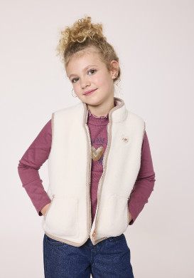 Veste sherpa beige sans manches Fille