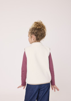 Veste sherpa beige sans manches Fille