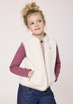 Veste sherpa beige sans manches Fille