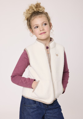 Veste sherpa beige sans manches Fille
