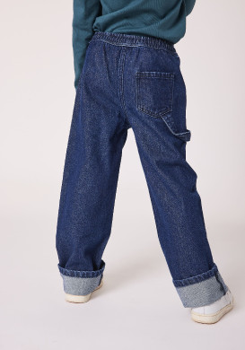 Jean garçon coupe large 100% coton bleu brut Jean garçon coupe large 100% coton bleu brut