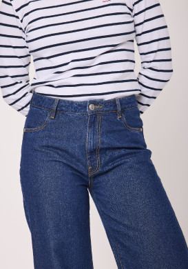 Jean large avec taille réglable Bleu brut Femme Jean large avec taille réglable Bleu brut Femme