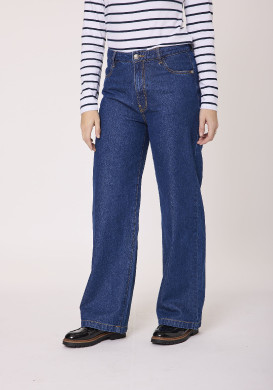 Jean large avec taille réglable Bleu brut Femme Jean large avec taille réglable Bleu brut Femme