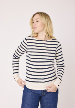 Marinière femme manches longues bleu marine