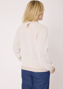 Pull col rond 100% coton Beige Femme
