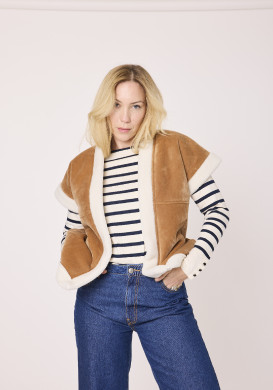 Veste sans manches femme effet suédine camel Veste sans manches femme effet suédine camel