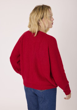 Gilet femme tricot fantaisie rouge