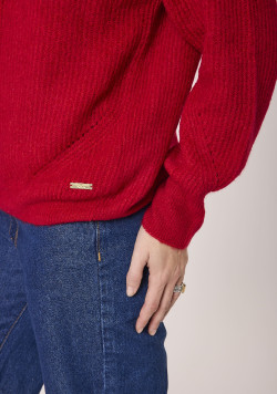 Gilet femme tricot fantaisie rouge