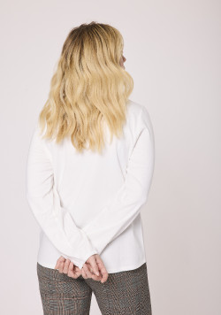 Blouse Col V Manches longues Blanche Femme