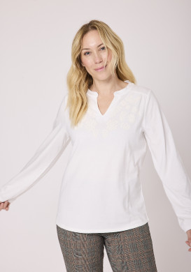 Blouse Col V Manches longues Blanche Femme Blouse Col V Manches longues Blanche Femme