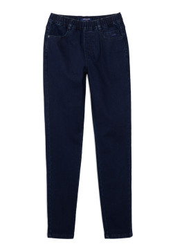 Jean taille réglable Bleu Marine Femme