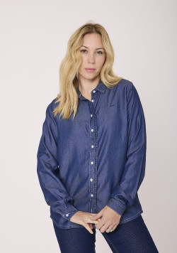 Chemise manches longue femme en lyocell effet denim