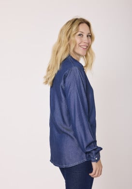 Chemise manches longue femme en lyocell effet denim