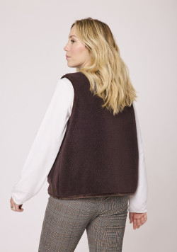 Veste sherpa sans manches Marron Femme