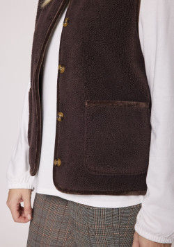 Veste sherpa sans manches Marron Femme