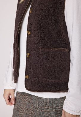 Veste sherpa sans manches Marron Femme