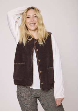 Veste sherpa sans manches Marron Femme