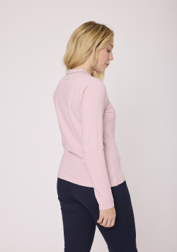Polo femme manches longues 100% coton rose