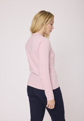 Polo femme manches longues 100% coton rose Polo femme manches longues 100% coton rose