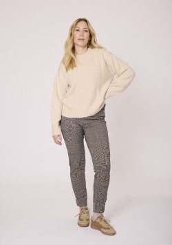 Pantalon 7/8 ème à carreaux Gris Femme
