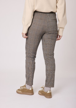 Pantalon 7/8 ème à carreaux Gris Femme