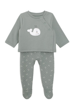 Ensemble mixte pantalon et haut Vert d'eau Bébé