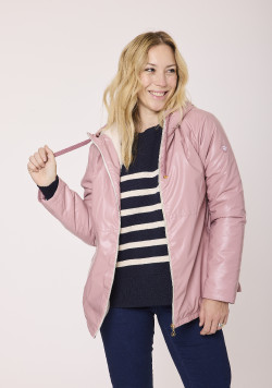 Coupe vent femme doublé à capuche rose irisée