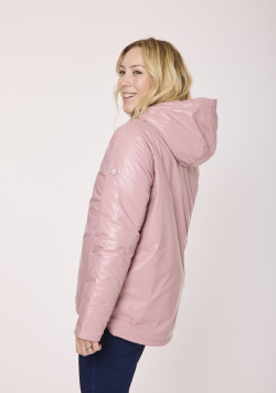 Coupe vent femme doublé à capuche rose irisée