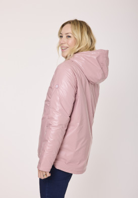 Coupe vent femme doublé à capuche rose irisée Coupe vent femme doublé à capuche rose irisée